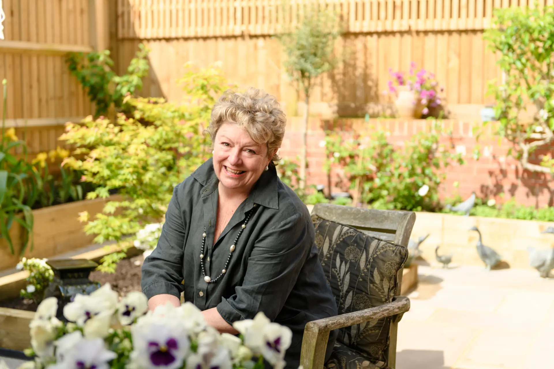 a woman sitting in a chair