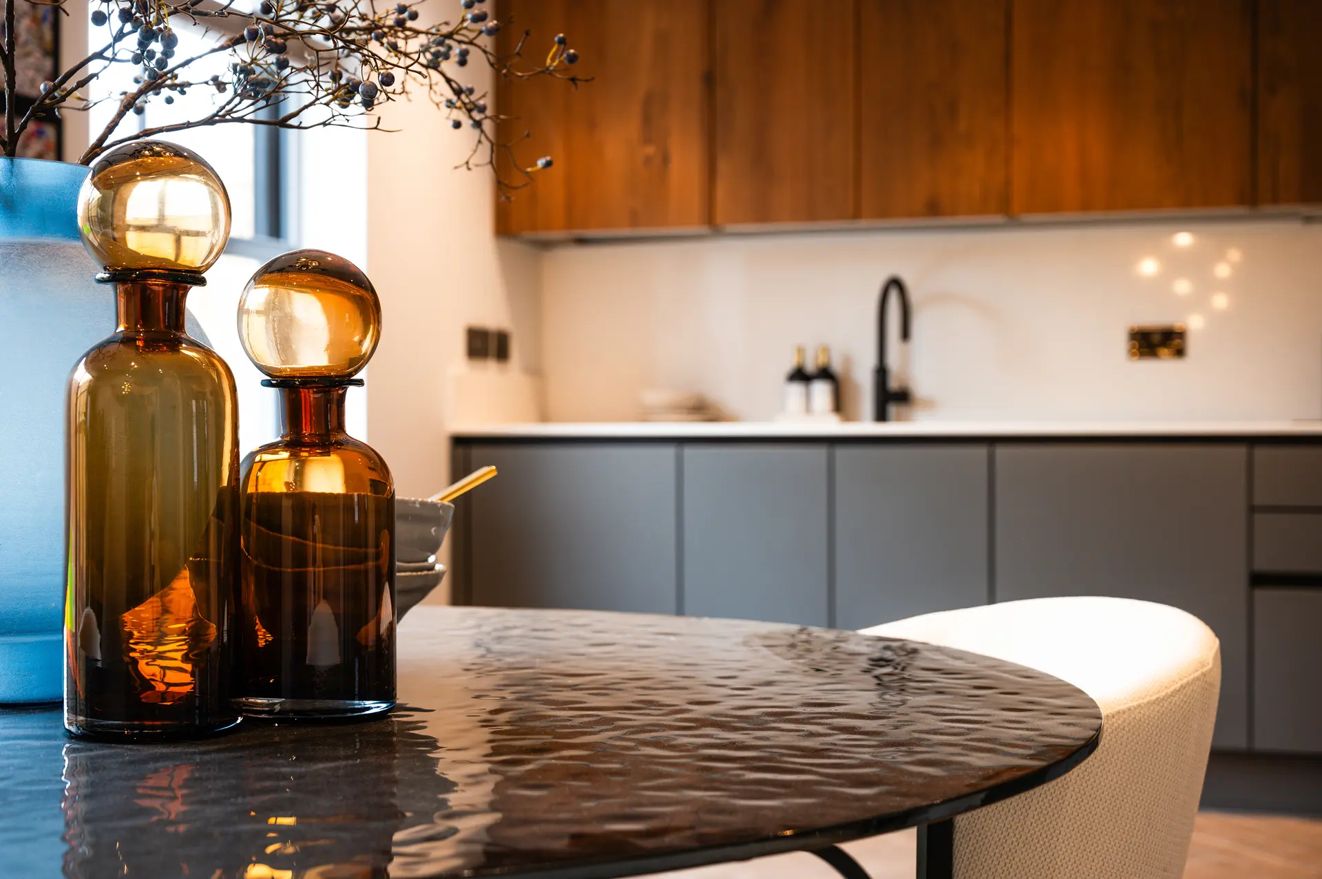 a brown glass bottles on a table